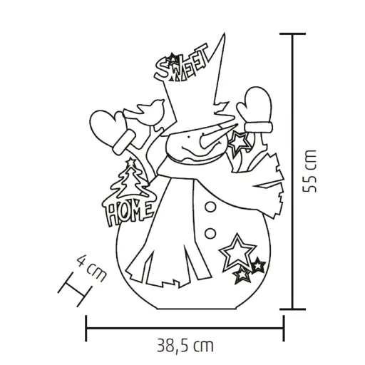Home KAD 34 optikai szálas asztali dísz, festett fa hóember, színes fénypontok - 3