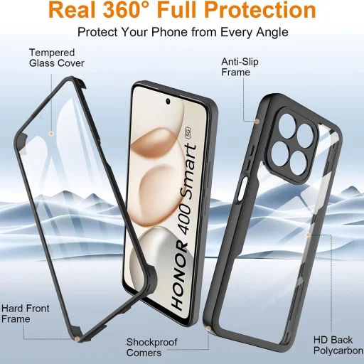 Honor 400 Smart / X7d 4G Techsuit - ColorVerse 360 Series + Screen Protector - Fekete tok - 4