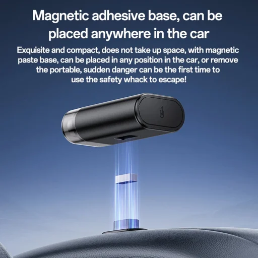 Yesido C248 Szürke Autós Biztonsági Kalapács Vészhelyzet esetére, Ablaktörő, Biztonsági Öv Vágó, Volfrám Acél, Mágneses Talp - 7