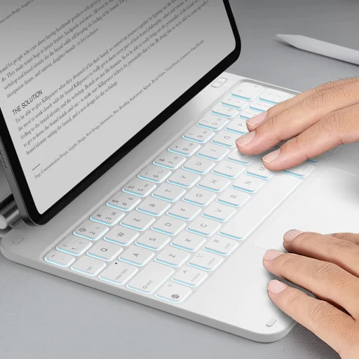 iPad 10 (2022) 10.9 / 11 (2025) ESR - Rebound Magnetic Keyboard - fehér színben tok billentyűzettel - 3