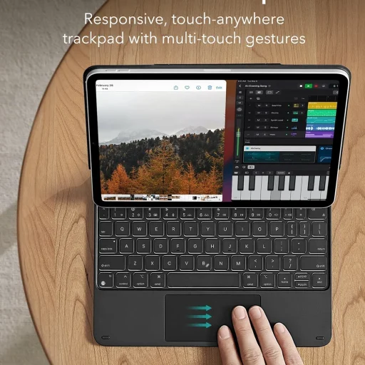 iPad 10 (2022) 10.9 / 11 (2025) ESR - Rebound Magnetic Keyboard - fehér színben tok billentyűzettel - 9