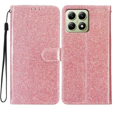 Xiaomi 15T Pro csillámos flipes bőrtok – rose gold