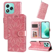 Honor 400 Lite napraforgó mintás dombornyomott fliptok – rózsaszín(Globális verzióhoz)