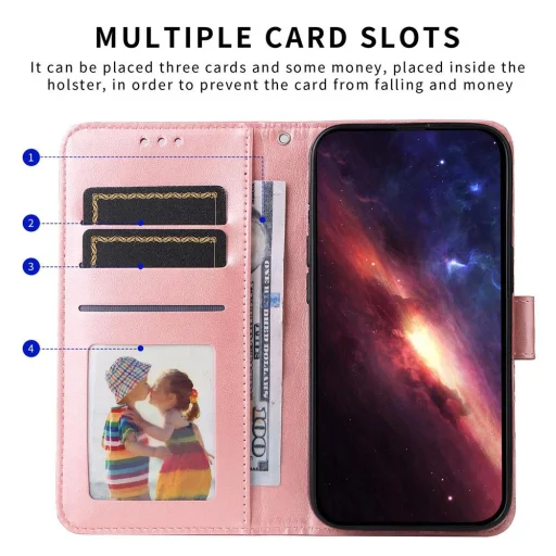 Honor 400 Lite napraforgó mintás dombornyomott fliptok – rózsaszín(Globális verzióhoz) - 6