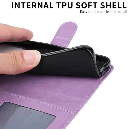 Honor 400 Lite napraforgó mintás dombornyomott fliptok – lila (Globális verzióhoz) - 2