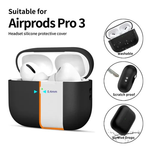 Apple AirPods Pro 3 Tech-Protect szilikon tok fekete - 4