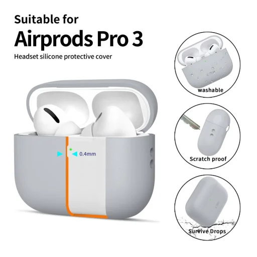 Apple AirPods Pro 3 Tech-protect Silicone tok Szürke Kréta - 4