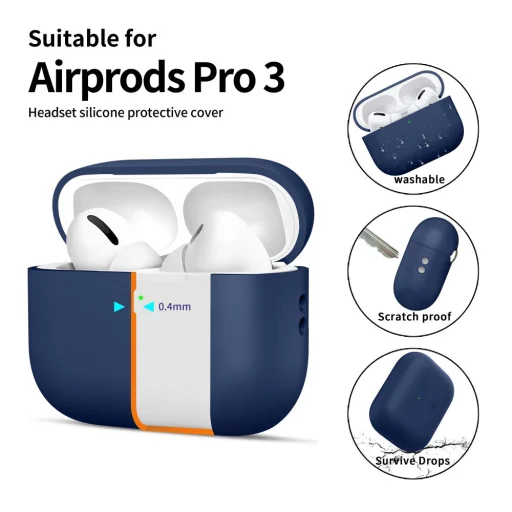 Apple AirPods Pro 3 Tech-protect szilikon tok, sötétkék - 4