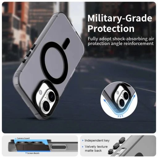 iPhone 17 MagSafe hibrid TPU + PC tok fekete Alphajack CandyMag - 5