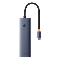 Baseus UltraJoy 6 az 1-ben USB-C Hub, HDMI 4K@30Hz, 3xUSB 3.0, PD, RJ45 (szürke)