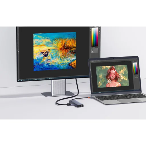 Baseus UltraJoy 6 az 1-ben USB-C Hub, HDMI 4K@30Hz, 3xUSB 3.0, PD, RJ45 (szürke) - 9