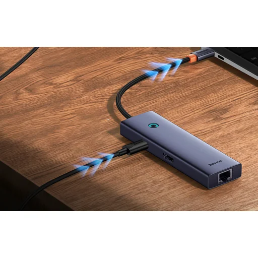 Baseus UltraJoy 6 az 1-ben USB-C Hub, HDMI 4K@30Hz, 3xUSB 3.0, PD, RJ45 (szürke) - 10