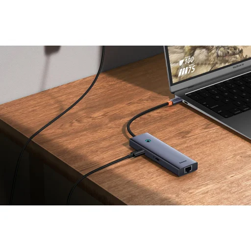 Baseus UltraJoy 6 az 1-ben USB-C Hub, HDMI 4K@30Hz, 3xUSB 3.0, PD, RJ45 (szürke) - 11