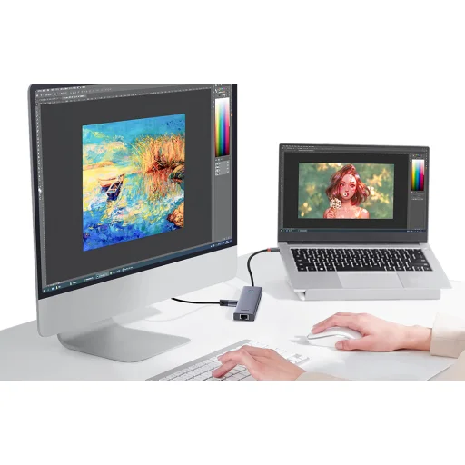 Baseus UltraJoy 6 az 1-ben USB-C Hub, HDMI 4K@30Hz, 3xUSB 3.0, PD, RJ45 (szürke) - 13