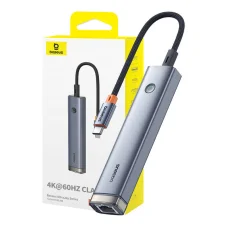 Baseus Ultra Joy Series 5 az 1-ben hub, USB-C - HDMI, USB3.0x2, PD, RJ45 (szürke)