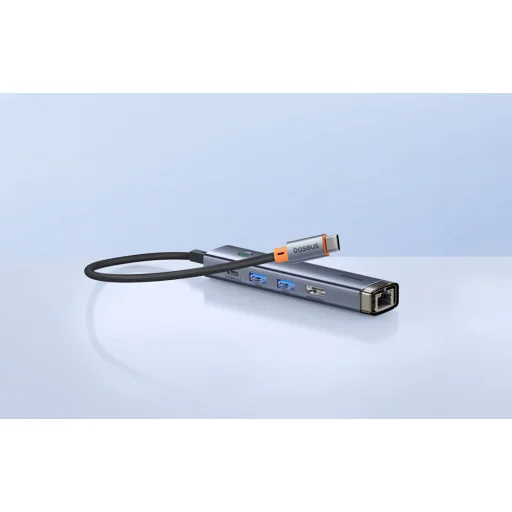 Baseus Ultra Joy Series 5 az 1-ben hub, USB-C - HDMI, USB3.0x2, PD, RJ45 (szürke) - 7