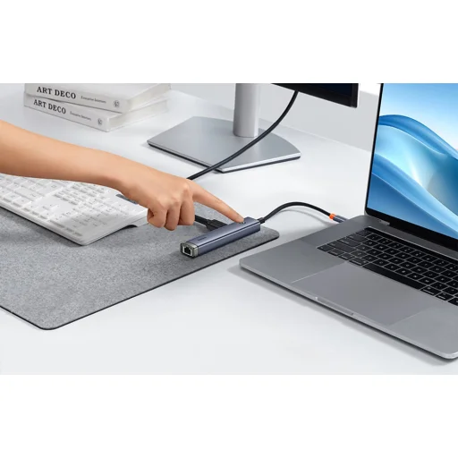 Baseus Ultra Joy Series 5 az 1-ben hub, USB-C - HDMI, USB3.0x2, PD, RJ45 (szürke) - 12