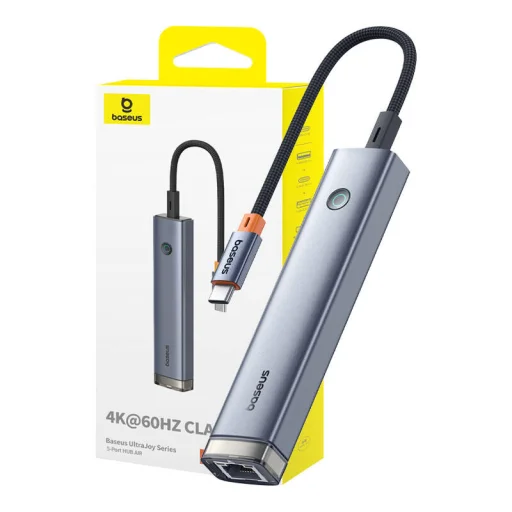 Baseus Ultra Joy Series 5 az 1-ben hub, USB-C - HDMI, USB3.0x2, PD, RJ45 (szürke) - 1