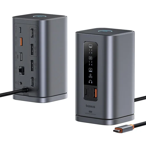 Baseus Spacemate 11in1 HUB (B00568101813-00) - USB-C 2xHDMI, 2xDP, 3xUSB, 2xUSB-C, RJ45, Jack - Űrszürke - 2