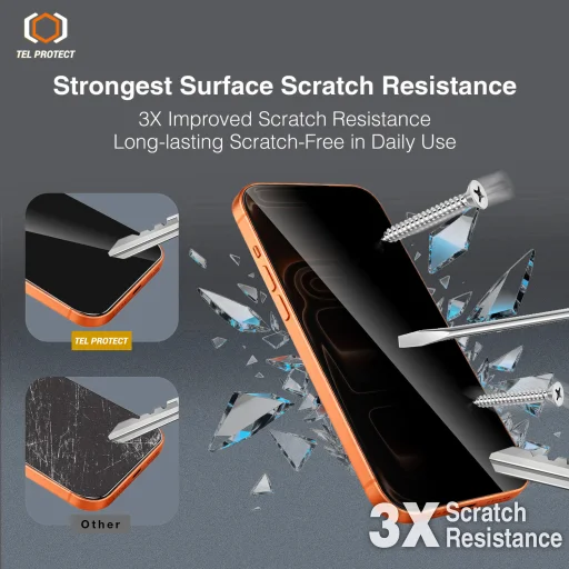 Tempered glass Tel Protect 10X Privacy DLC Diamond Coating for Iphone 16 Pro/17 - 8