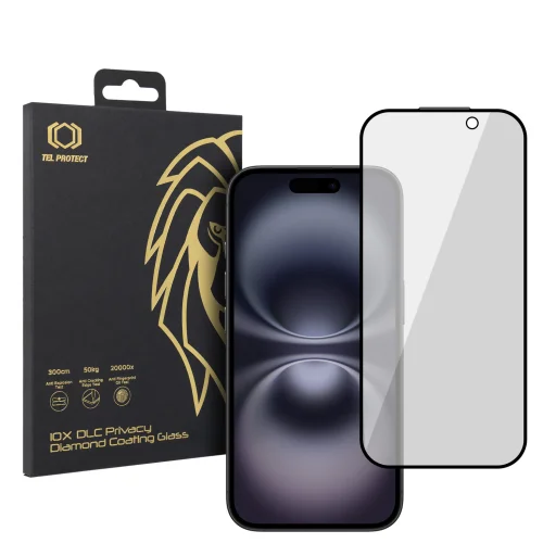 Edzett üveg Tel Protect 10X Privacy DLC Diamond Coating iPhone 16 üvegfólia - 1