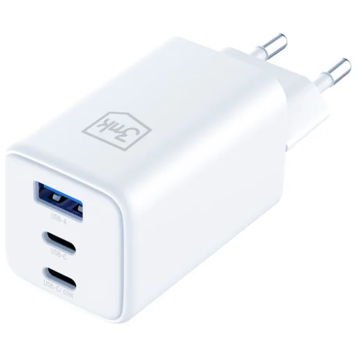 3MK Hyper GaN Töltő 65W 1xUSB-A 2xUSB-C PD QC4+ fehér - 2