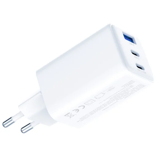 3MK Hyper GaN Töltő 65W 1xUSB-A 2xUSB-C PD QC4+ fehér - 3