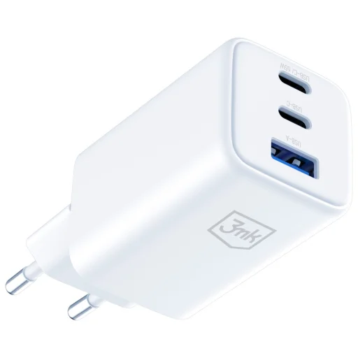 3MK Hyper GaN Töltő 65W 1xUSB-A 2xUSB-C PD QC4+ fehér - 5