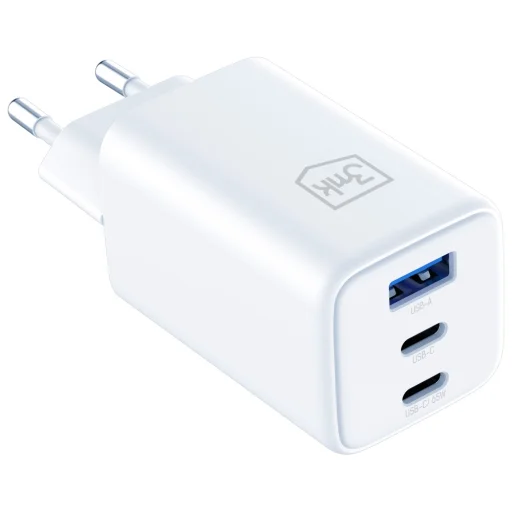 3MK Hyper GaN Töltő 65W 1xUSB-A 2xUSB-C PD QC4+ fehér - 7