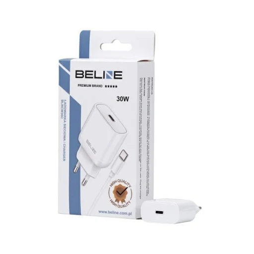 Beline töltő 1x USB-C 30W + USB-C kábel fehér PD 3.0 BLNCW30C GaN - 3