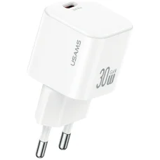 USAMS JO Series CC262 30W USB-C hálózati töltő + 1m USB-C/USB-C kábel Fehér