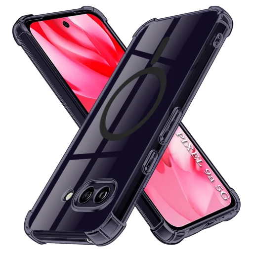 Google Pixel 9a Techsuit - Ütésálló Átlátszó Szilikon MagSafe - Smoke Black tok - 1