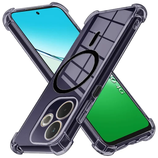 Oppo A5 Pro 4G / A5 Pro 5G Smoke Black Techsuit - ütésálló átlátszó szilikon MagSafe tok - 1