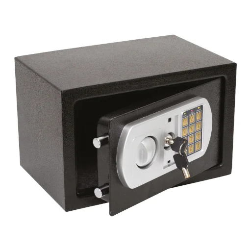 HOME SAFETREZOR digitális bútorszéf, acél, 3-8 jegyű tetszőleges kód, puha textil betét, 2 kulccsal, 310x200x200mm - 1