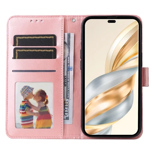 Honor Magic 7 Lite napraforgó mintás dombornyomott fliptok – rózsaszín - 2