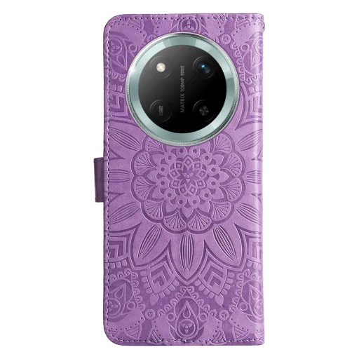 Honor Magic 7 Lite napraforgó mintás dombornyomott fliptok – lila - 6