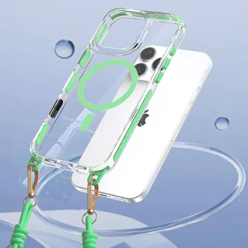 Tel Protect Strap Clear tok iPhone 15 Pro Max zöld - 4