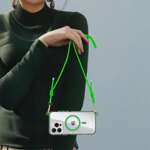 Tel Protect Strap Clear tok iPhone 15 Pro Max zöld - 5