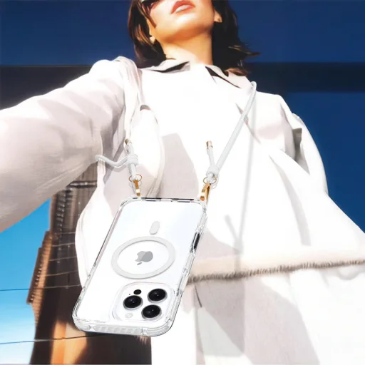 Tel Protect Strap átlátszó tok iPhone 15 Pro Max fehér - 6