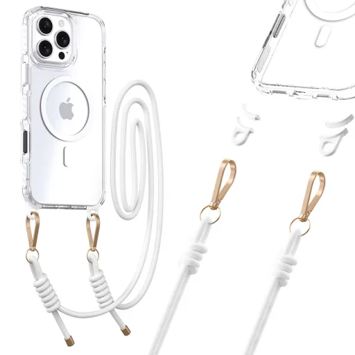 Tel Protect Strap átlátszó tok iPhone 15 Pro Max fehér - 1