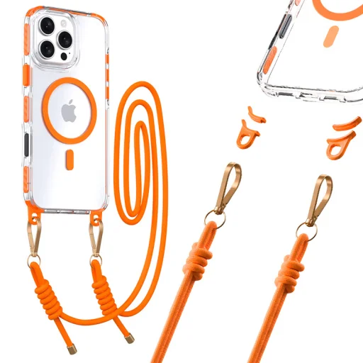 Tel Protect Strap átlátszó tok iPhone 15 Pro Max narancssárga - 1