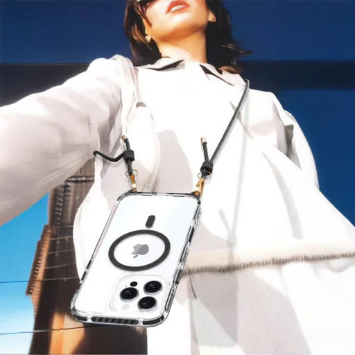 Tel Protect Strap Clear tok iPhone 16 Pro Max fekete - 6