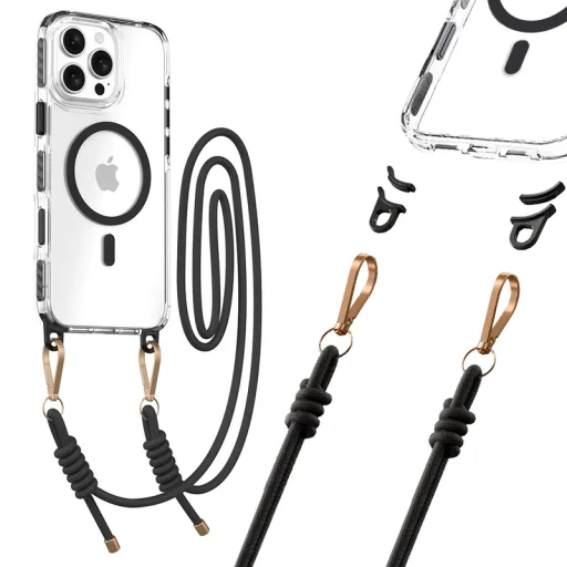 Tel Protect Strap Clear tok iPhone 16 Pro Max fekete - 1