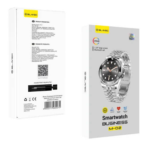 Blavec M-02 Business AMOLED Full Touch Hanghívás Ezüst Okosóra - 10