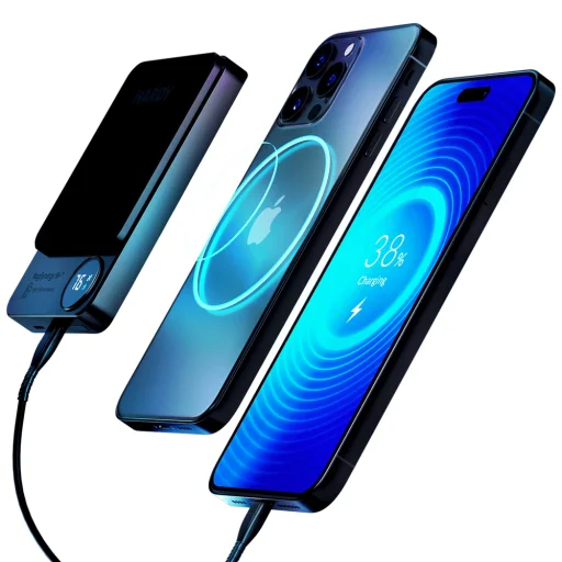 Powerbank 3mk HARDY MagSynergy Ni+ 5,000mAh 22.5W USB 1C1L - fekete - 3