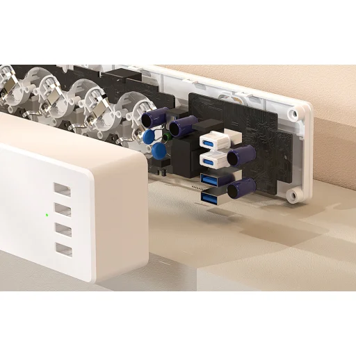 Meross MSP844(EU) okos gyorstöltő hálózati elosztó, 4 konnektor + 2x USB-A + 2x USB-C (Matter) - 4