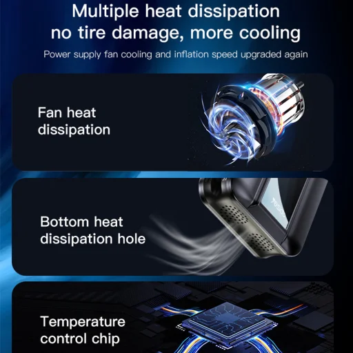 Hordozható pumpa (VC04) - 4000mAh, 3-150PSI, LED Kijelző - Fekete Yesido - 5