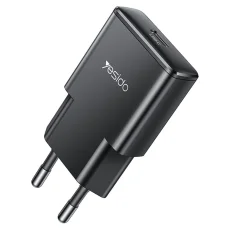 Yesido Wall Charger YC74 - GaN, Gyors Töltés, Ultra-Vékony, Intelligens Chip, Type-C, PD30W, 5V/3A - Fekete