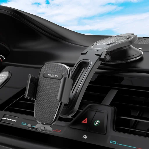 Yesido - Autós tartó (C130) - Gravitációs tartás műszerfalhoz, állítható szívókorongos tartó - Fekete - 6