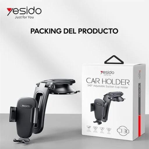 Yesido - Autós tartó (C130) - Gravitációs tartás műszerfalhoz, állítható szívókorongos tartó - Fekete - 7